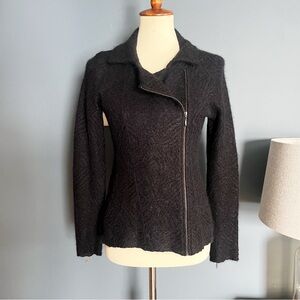 Eileen Fisher mohair moto zip sweater / cardigan / jacket black size XS